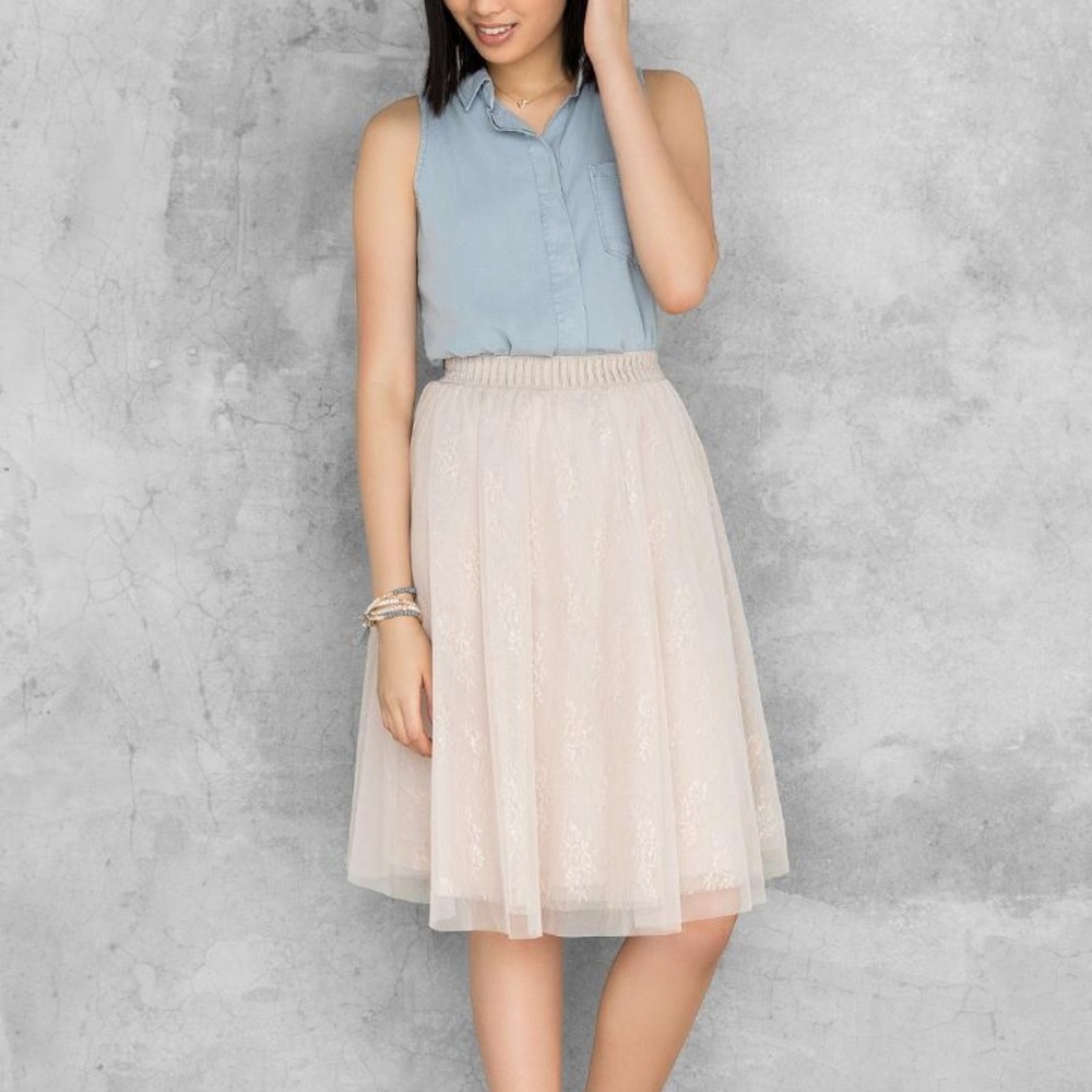 Francesca's Ventena Tulle Midi Skirt